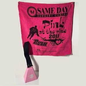 Rapid City Rush ECHL Minor Hockey ,2011 Pink at the Rink Towel & Cowbell EUC